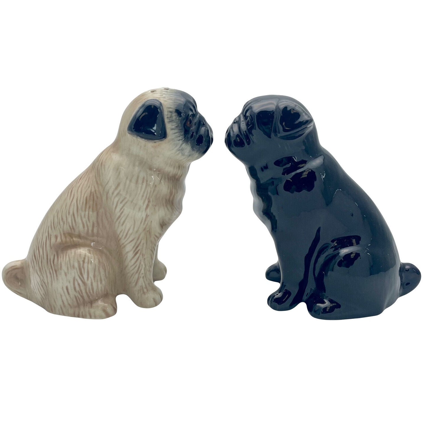 Pug Fawn & Black Salt & Pepper Shakers