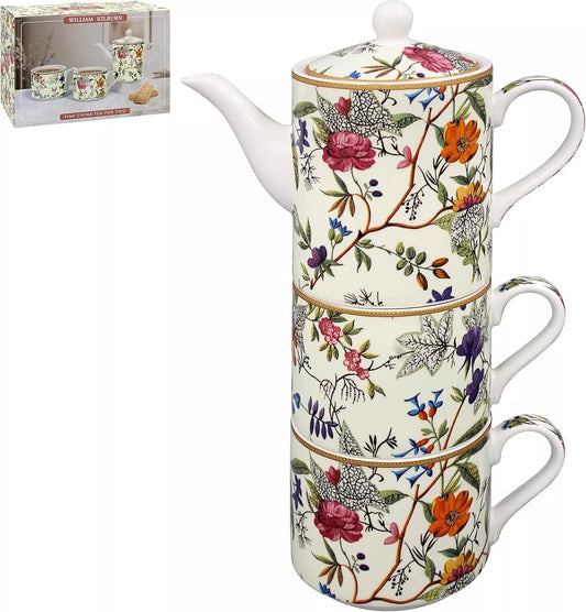 William Killburn China Tea for 2 Set Floral Pattern Gift Idea