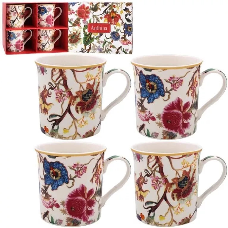 Anthina Mug Set Of 4 William Morris Fine China Coffee Tea Mugs Come Boxed