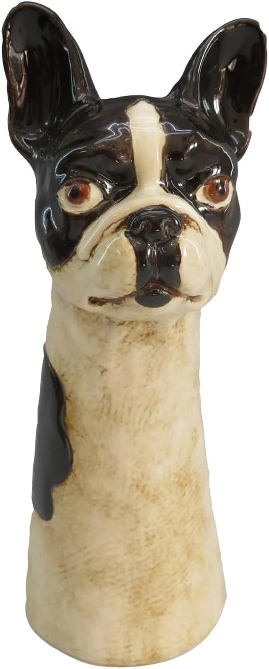 French Bulldog Ceramic Vase Village Pottery Top Dog Frenchie Hand Finished Vase
