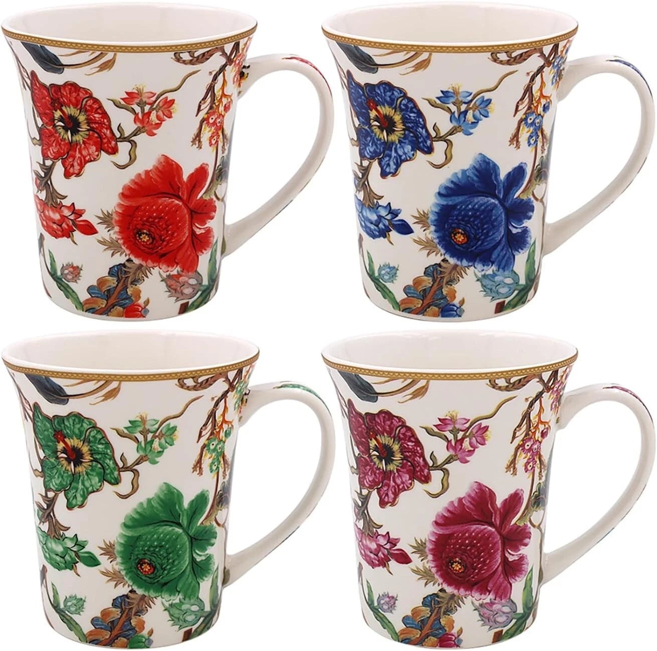Set of 4 Fine China Tea Coffee Mugs Anthina William Morris Floral Comes Boxed