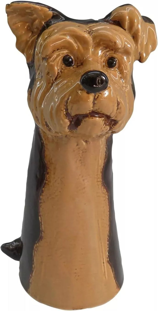 Yorkshire Terrier Ceramic Vase Village Pottery Top Dog Hand Finished Vase