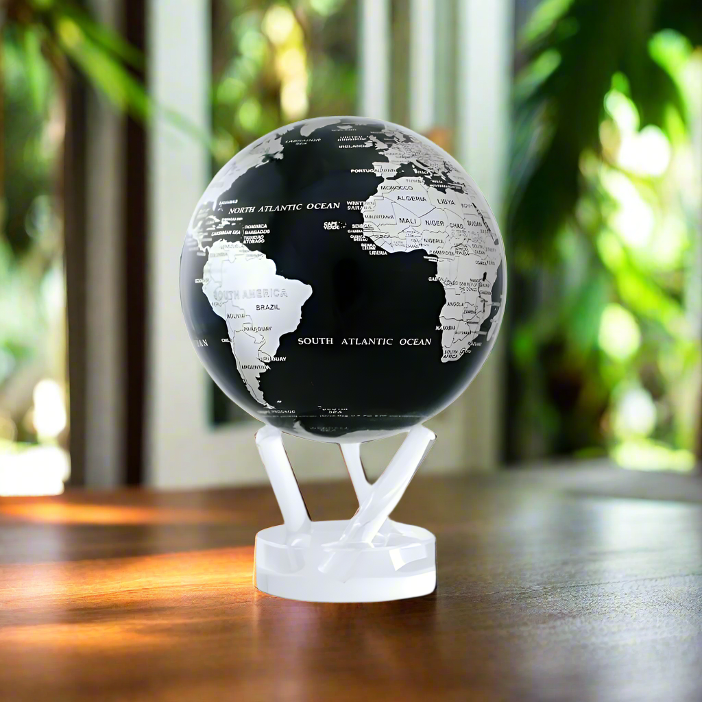 MOVA Silver and Black Map 4.5" Globe - Present Days