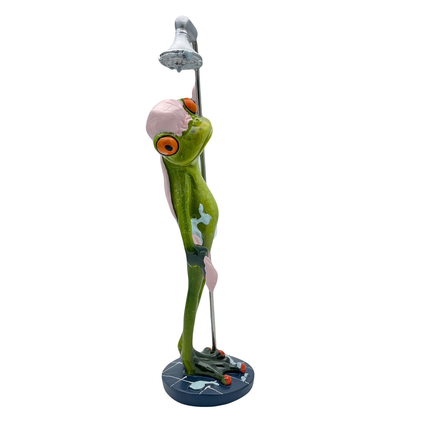 Comical Frogs Showering Frog Small Resin Figurine