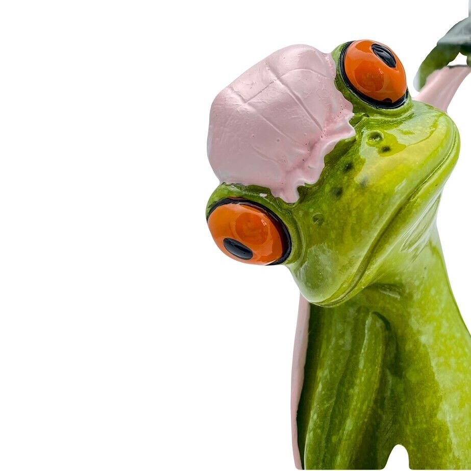 Comical Frogs Showering Frog Small Resin Figurine