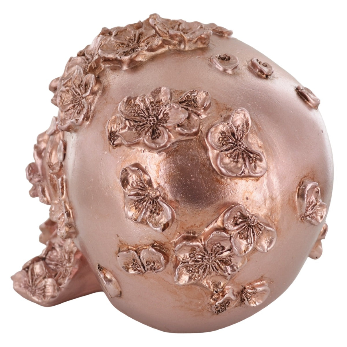 Copper Rose Gold Skull Ornament With Flowers
