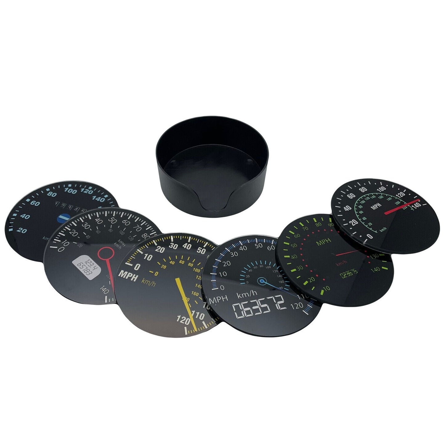 Speedometer Glass Drink Coasters Set of 6