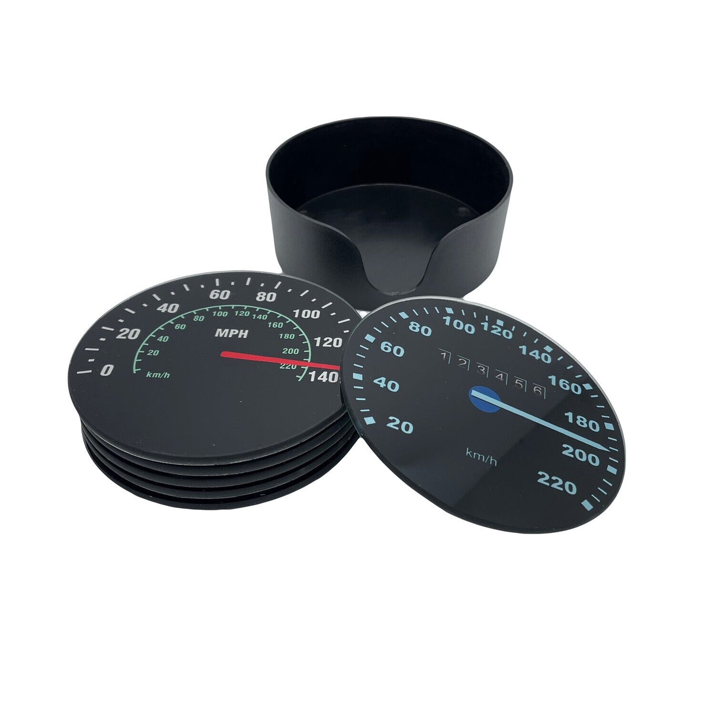 Speedometer Glass Drink Coasters Set of 6
