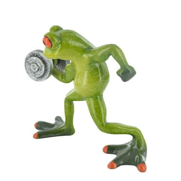Comical Frog Weight Lifter Resin Gym Frog Figure
