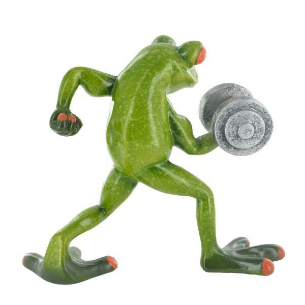 Comical Frog Weight Lifter Resin Gym Frog Figure