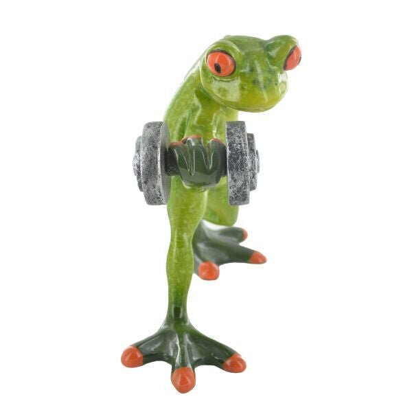 Comical Frog Weight Lifter Resin Gym Frog Figure