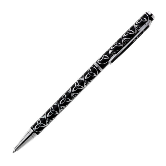 Black & Silver Celtic Trinity Design Slimline Ballpoint Pen