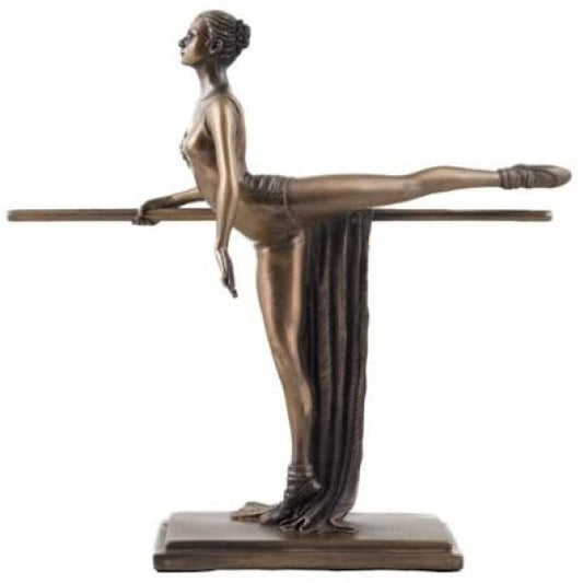 Ballerina On Bar Figure In Cold Cast Bronze