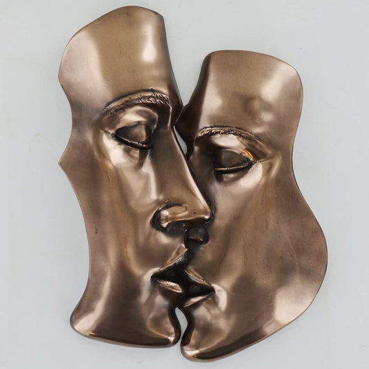 Lovers Kiss Wall Plaque In Cold Cast Bronze