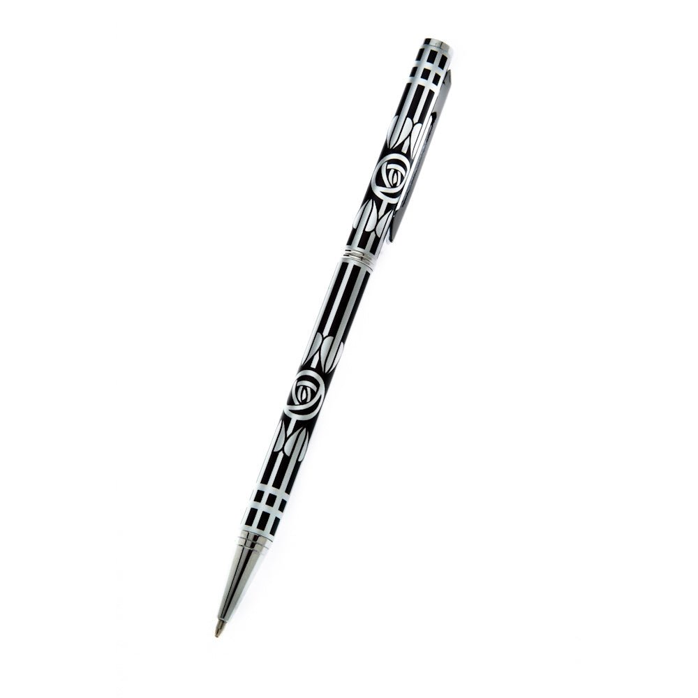 Pen & Letter Opener Set With Mackintosh Silver & Black Rose & Arrow Design