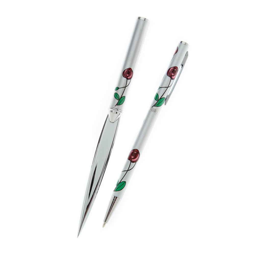 Pen & Letter Opener Gift Set Mackintosh Red Rose Design - Present Days