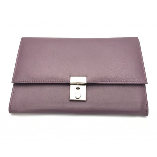 Leather Lockable Travel Wallet & Passport Holder In Grape - Deep Purple