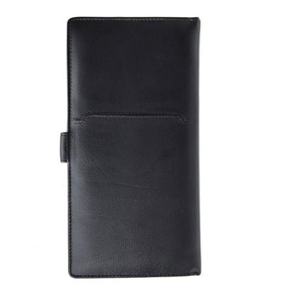 Leather Travel Wallet & Passport Holder With Tab Closure In Black