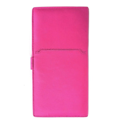 Leather Travel Wallet & Passport Holder With Tab Closure In Pink