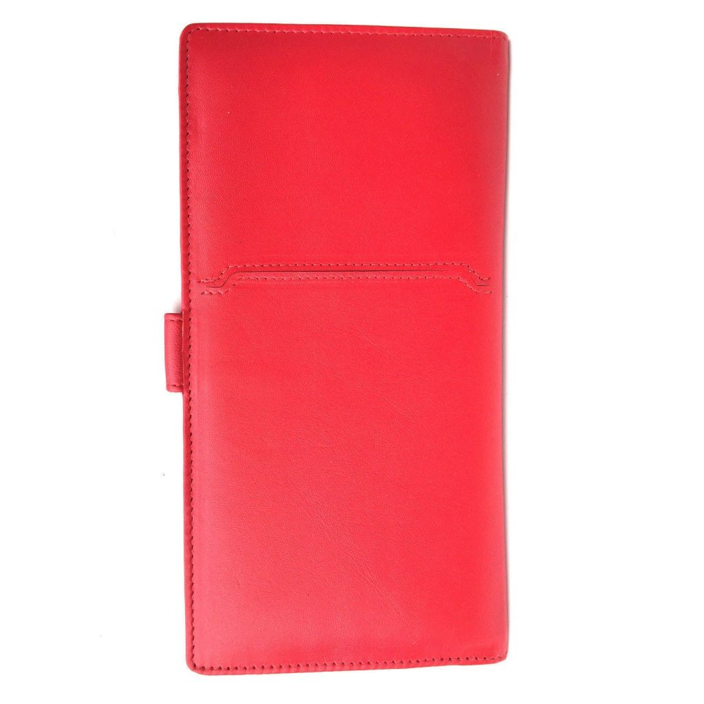 Leather Travel Wallet & Passport Holder With Tab Closure In Red