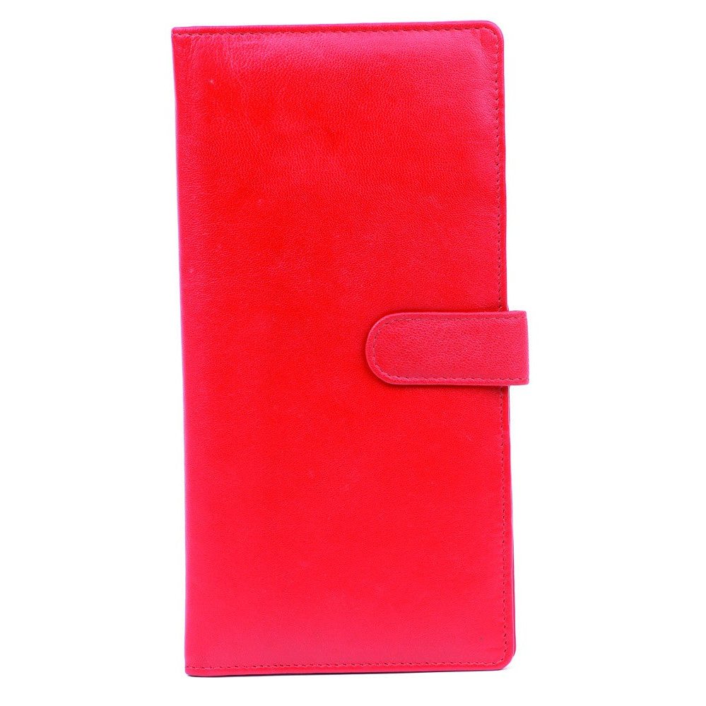 Leather Travel Wallet & Passport Holder With Tab Closure In Red