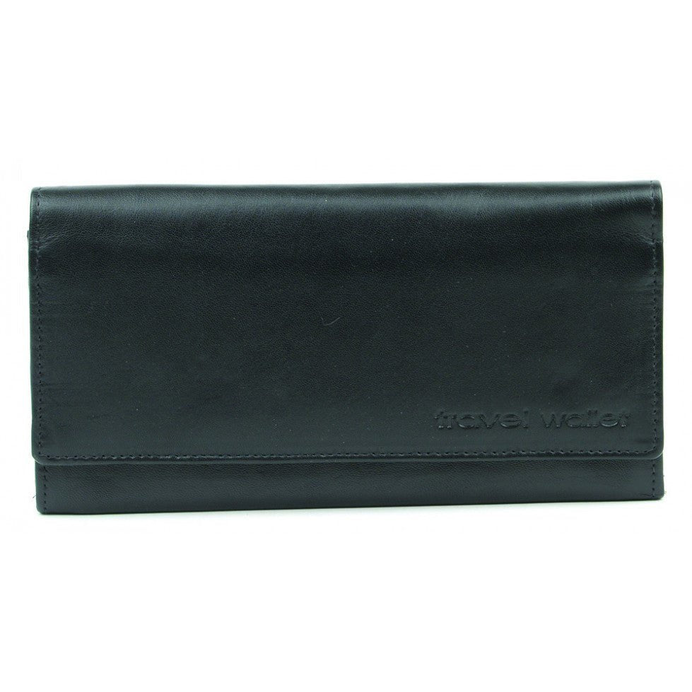 Leather Travel Wallet & Passport Holder Family Traveller In Black