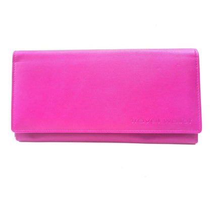 Leather Travel Wallet & Passport Holder Family Traveller In Pink