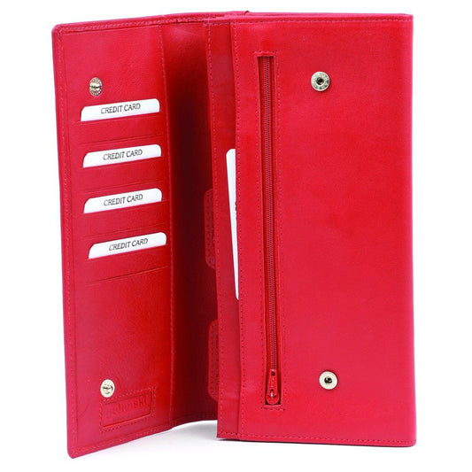 Leather Travel Wallet & Passport Holder Family Traveller In Red