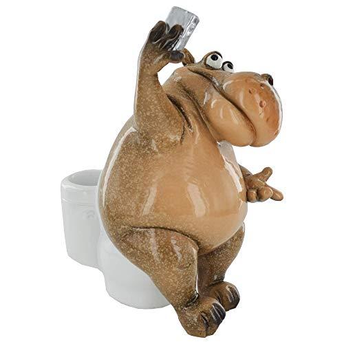 Comical Hippo on the Toilet Taking Selfie
