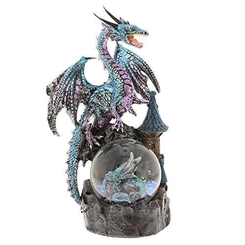 Blue Dragon With Waterball & Baby Dragon Figurine