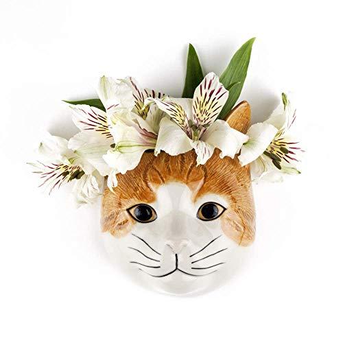 Squash Ginger & White Cat Wall Vase