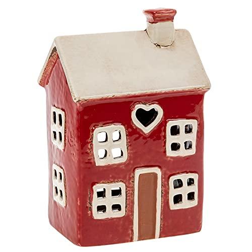 Red House Ceramic Tealight Holder With Heart Shaped Window