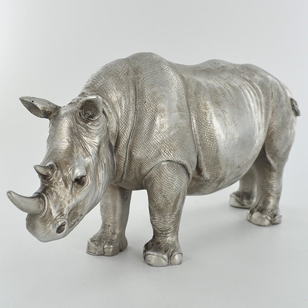 Antique Silver Finish Rhinoceros Ornament