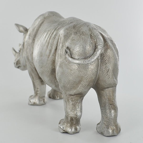 Antique Silver Finish Rhinoceros Ornament