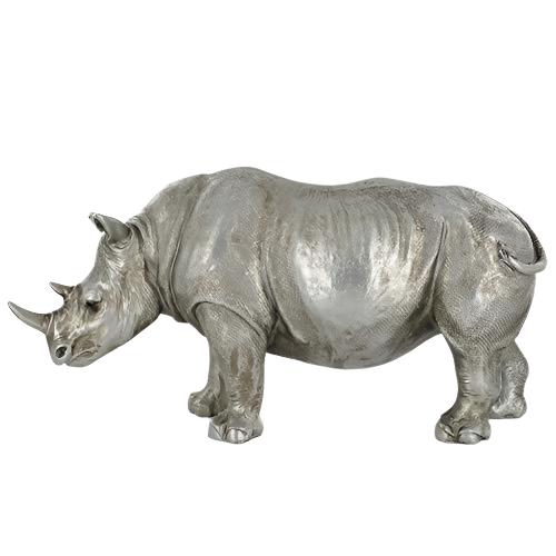 Antique Silver Finish Rhinoceros Ornament