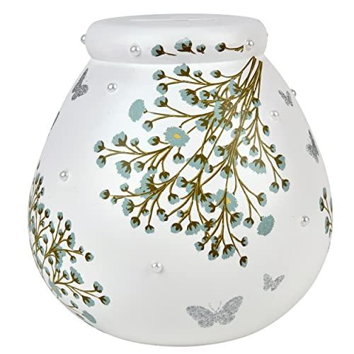 Pot Of Dreams Blooming Flower & Pearl Pattern Money Pot Smash To Open