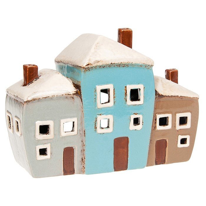 Village Pottery Three House Tea Light Holder