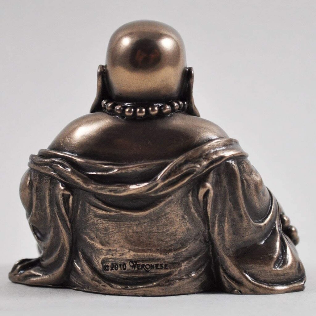 Happy Buddha Sitting Laughing In Cold Cast Bronze