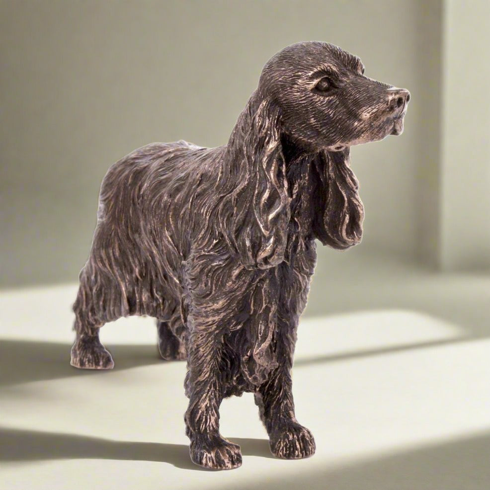 Cocker Spaniel Dog Figure In Cold Cast Bronze