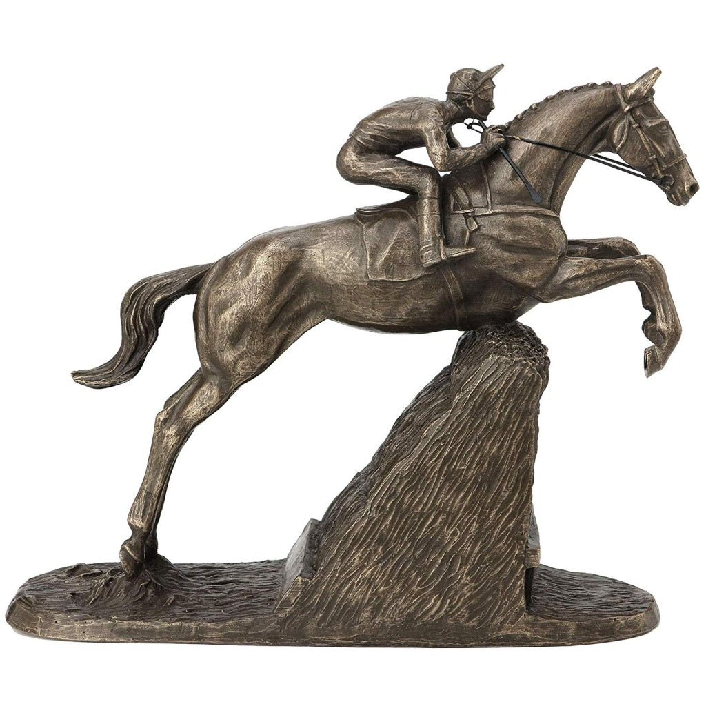 Horse Steeple Chaser With Rider By Harriet Glen Cold Cast Bronze