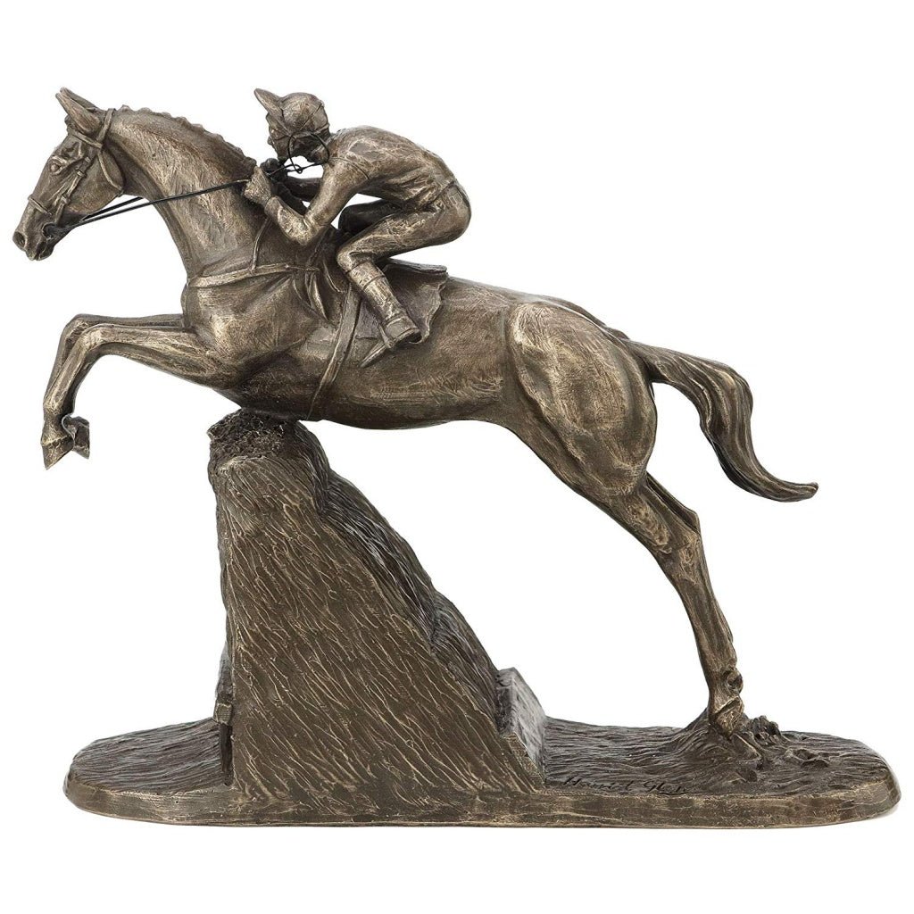 Horse Steeple Chaser With Rider By Harriet Glen Cold Cast Bronze