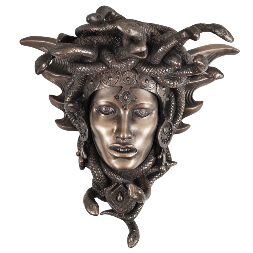 Medusa Head Wall Plaque Sculpture In Cold Cast Bronze