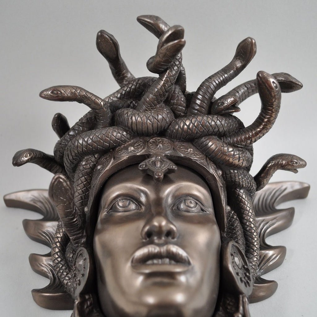 Medusa Head Wall Plaque Sculpture In Cold Cast Bronze