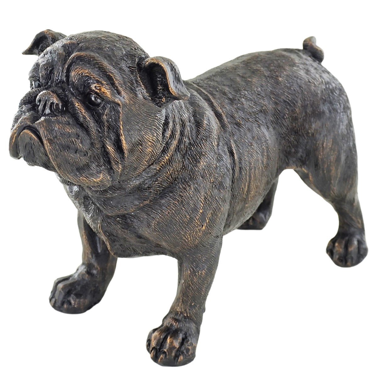 Bulldog Dog Painted Bronze Resin Sculpture