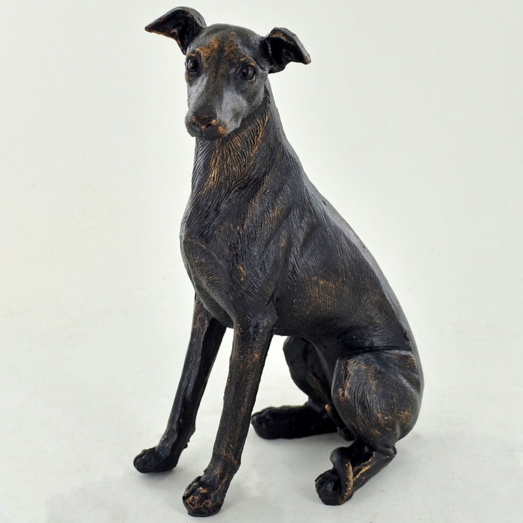 Whippet Dog Painted Bronze Resin Sculpture - Present Days