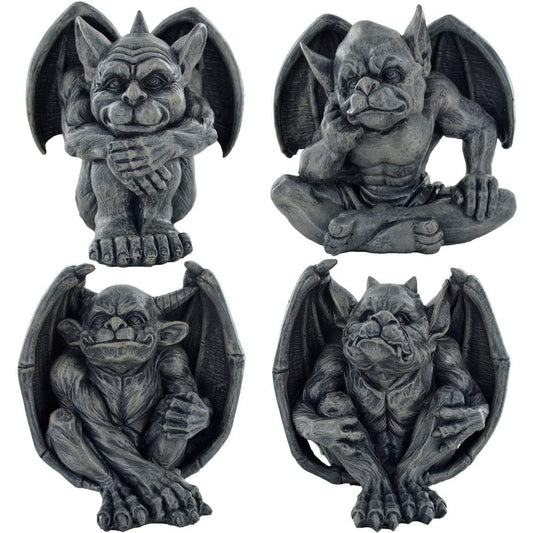 Gargoyle Set Of 4 Figures In Stone Effect Finish All Different Poses