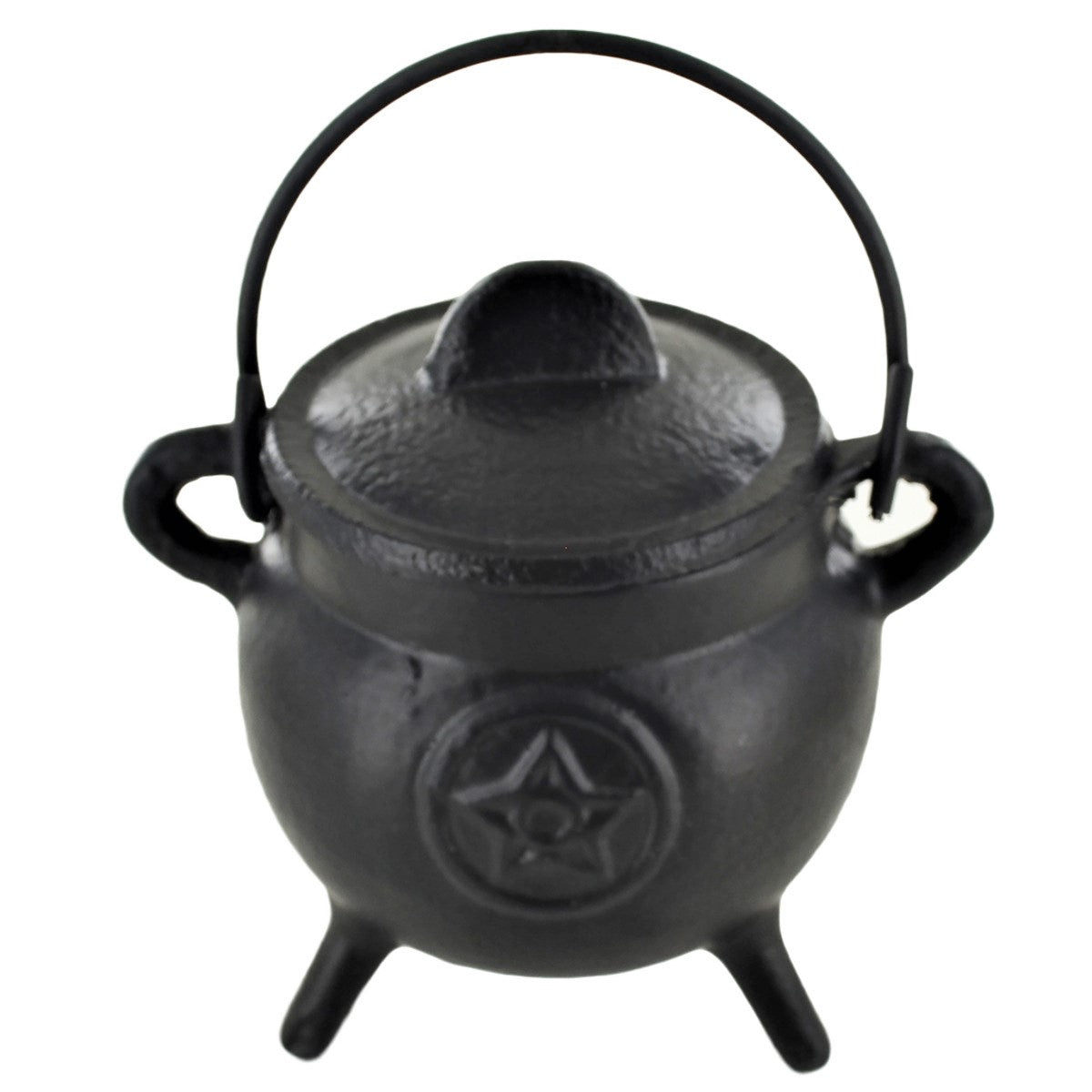 Cast Iron Small Cauldron Pentagram Design With Removable Lid