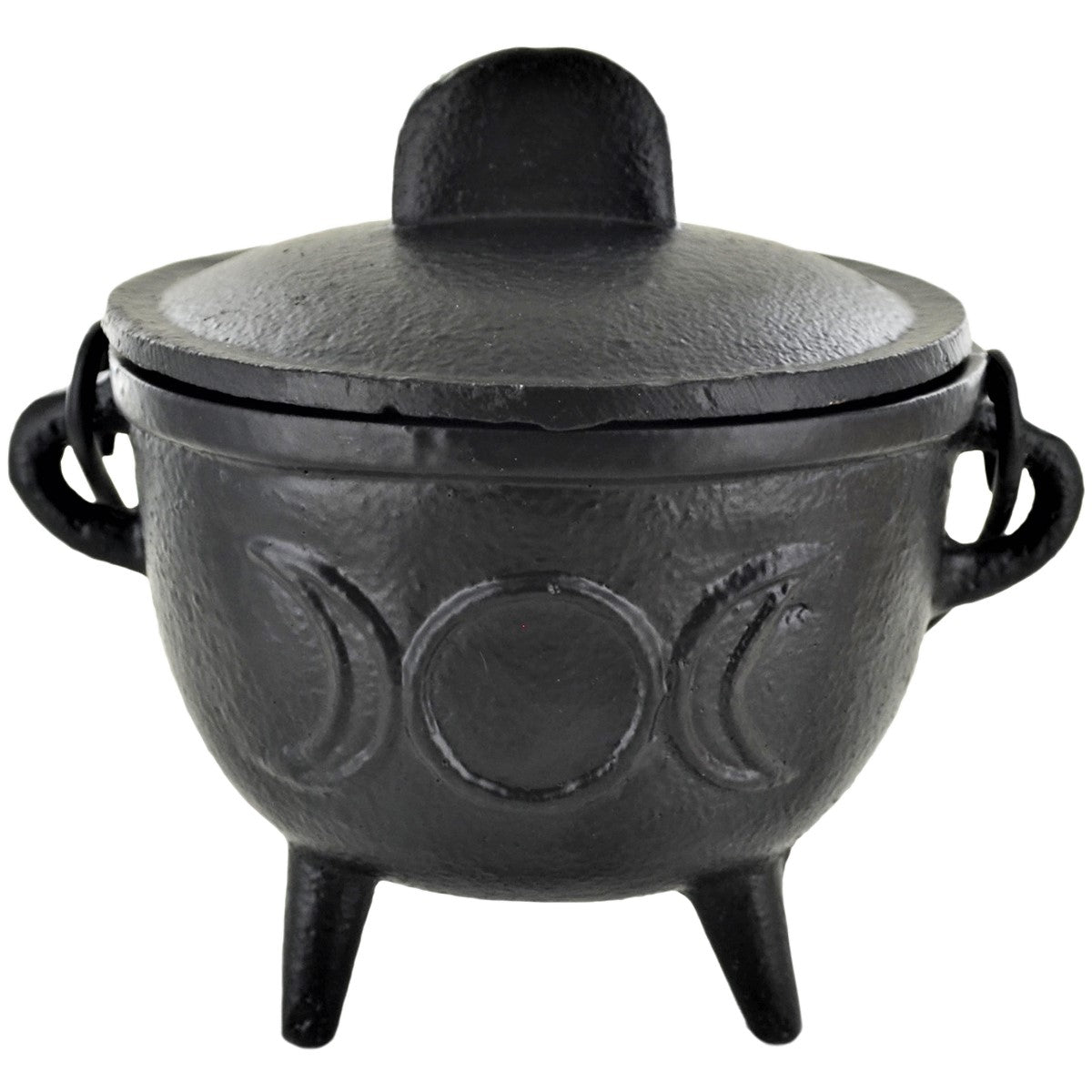 Cast Iron Cauldron Triple Moon Design With Removable Lid