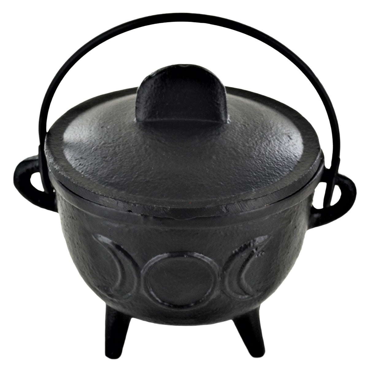Cast Iron Cauldron Triple Moon Design With Removable Lid