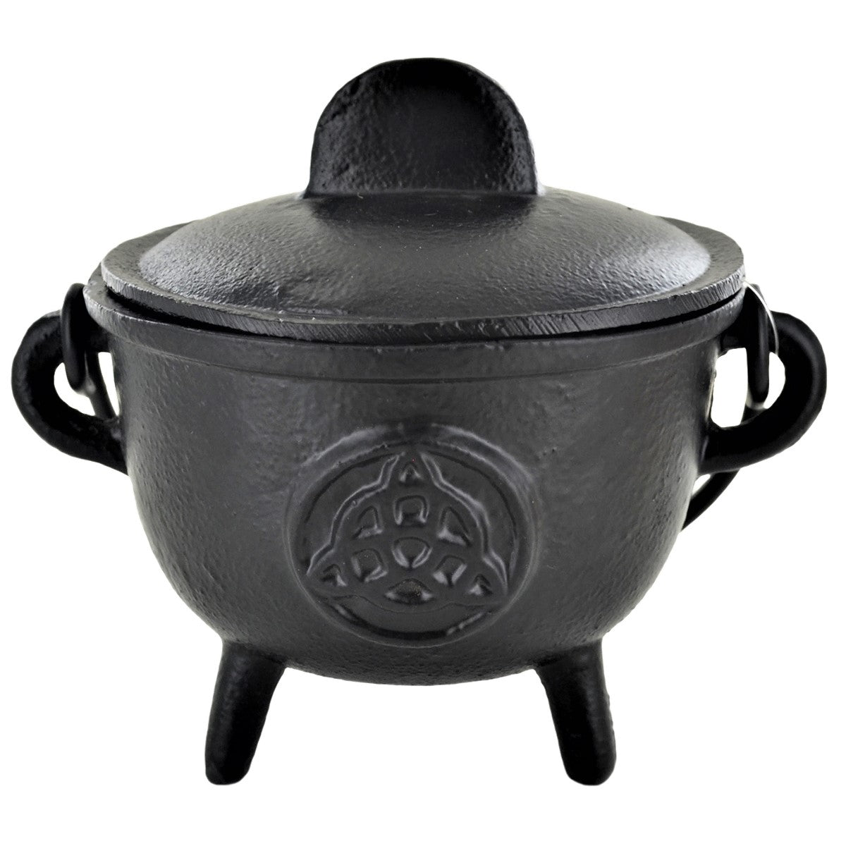 Cast Iron Cauldron Triquetra Design With Removable Lid